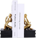 Reading Figurine Book Ends Book Lovers Gifts for Bookshelf Decorations for Readers, Graduates, Students, Teachers, Sculpture Home Decor for Shelves Desk Office Living Room (Black/Gold) by Suruim