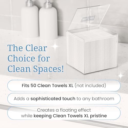 CLEAN SKIN CLUB Clear Acrylic Box for Clean Towels XL (NOT Included), Container For 50 Disposable Clean Towels XL, Face Towelettes Bathroom Counter Storage, Bin for Cleansing Facial Dry Wipes - Image 2