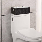 Vagusicc Wicker Storage Basket, Paper Rope Wicker Baskets with Handles, Toilet Paper Basket for Toilet Tank Top, Small Wicke Baskets for Organizing Shelves, 2-Pack, Black - Image 3