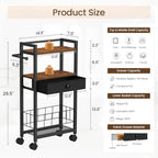 Snughome Freestanding Toilet Paper Holder with Storage Drawer, 4-Tier Rolling Toilet Paper Holder Stand with Wheels, Shelf & Basket, Bathroom Magazine Rack for Phone & Extra Rolls (Rustic Brown) - Image 5
