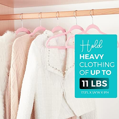 HOUSE DAY Premium Velvet Hangers 100 Pack Light Pink, Non-Slip Flocked Felt Hangers, Sturdy Clothes Hanger with 360° Rotatable Hook, Heavy Duty Durable Slim Coat Hanger for Closet Space Saving - Image 6