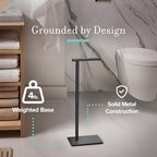 Gatco 1431MX Modern Square Base Toilet Paper Holder Stand, Matte Black, 22.25"H - Image 2