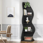 Tribesigns Corner Shelf, Modern 5-Tier Wall Corner Bookshelf, Stylish Corner Small Bookcase Storage Rack Plant Stand with Unique Shape for Living Room, Home Office, (2PCS, Black) - Image 6