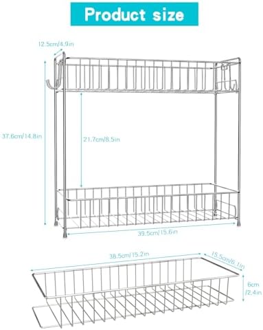 YQh 2-Tier Bathroom Storage Organizer Rack, Stainless Steel Shower Caddy, Counter and Vanity Shelf - Image 2