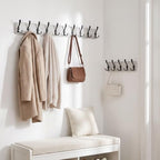 WEBI Coat Rack Wall Mount,38 9/16" Long,10 Hooks,Large Coat Hooks Wall Mounted,Coat Hanger Wall,Farmhouse Wood Hook Rack Rail,Triple Hooks for Hanging Coats,Clothes,Jacket,Black/White - Image 5