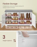 VASAGLE 3-Tier Shoe Storage Bench with Cushion, 14 x 39.8 x 20.7 Inches - Image 4