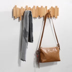 Coat Rack Wall Mount Piano Flip Down Wall Hook Rack 5 Hooks Beech - Image 4
