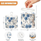 Washable Chinese Style Cornflower Qtip Holder Waterproof Dustproof Apothecary Jars with Lids For Bathroom Cotton Swabs Makeup Sponges Floss Picks Bath Salts 2 Pack - Image 3
