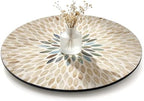 13.4" Mother of Pearl Lazy Susan, Table Centerpiece Round Shell Decorative Lazy Susan Turntable Rotating Tray Organizer for Cabinet Counter Gift Kitchen Office Cafe Home Decor (Beige Blue) by Abyjifar