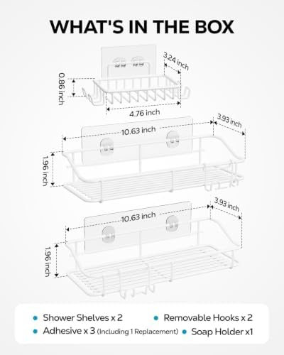 Nieifi Shower Caddy Adhesive, Shower Shelves, Shampoo Holder for Bathroom - Image 7