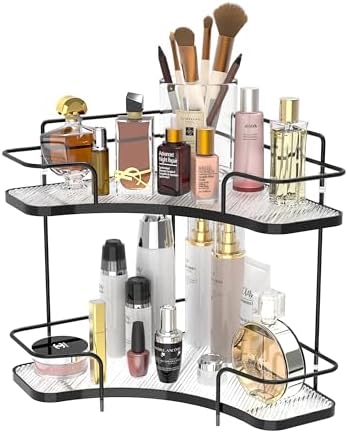 FOLLOWIN 2 Tier Corner Bathroom Counter Organizer, Corner Makeup Organizer by FOLLOWIN