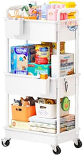 SUNALLY Baby Diaper Caddy Cart,3 Tier Rolling Diaper Cart for Nursery,White by SUNALLY