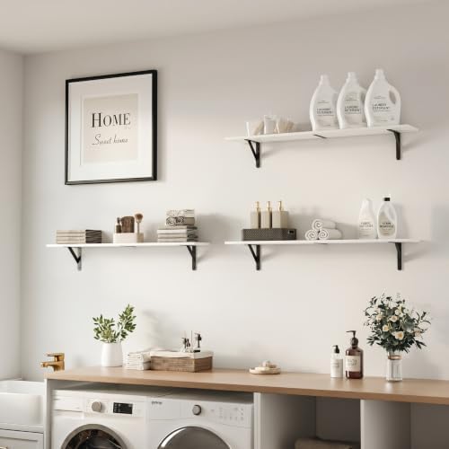 WOPITUES Long Wall Shelves 40″W x 8″D, Floating Book Shelves Max Load 65lbs - Image 4