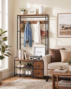 Faesun Hall Tree with Bench and Shoe Storage, Rustic Brown - Image 6