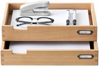 KIRIGEN Wood Paper Tray Set of 2, Stackable Inbox Trays for Desk, Natural by KIRIGEN