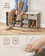 VASAGLE Shoe Bench with Cushion, Storage Bench, 10 Compartments - Image 4