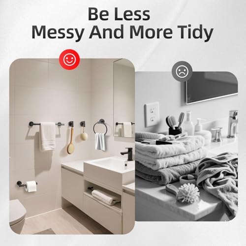 Matte Black Bathroom Hardware Accessories Towel Bar Set 5 Pieces - Image 4