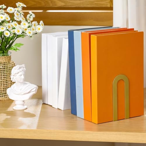 Chunful 12 Pcs Gold Metal BookEnds Shelves, 5.5 x 3.75 x 2.25 in - Image 5