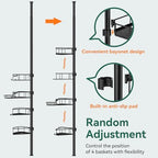 Corner Shower Caddy Tension Pole, 4 Tier Rustproof Shower Tension Rod Organizer, Adjustable 25-125 Inch Bathroom Shower Organizer Shelves for Bathtub Shampoo Storage, Black - Image 4