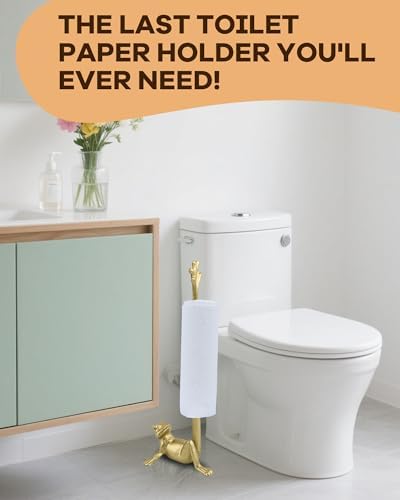 16.5" Golden Frog Paper Towel Holder for Bathroom & Kitchen - Whimsical Cast Iron Free Standing Paper Roll Holder, Decorative Toilet Paper Stand with Weighted Base - Image 7