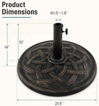 Giantex 43 lbs Patio Market Umbrella Base, 21.5" Heavy Duty Outdoor Stand - Image 3
