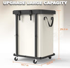 Laundry Basket with Wheels,150L Leather Patchwork Rolling Hamper Carts - Image 6