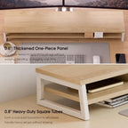 Fenge Dual Monitor Riser for Desk, Open Shelf with 3 Storage Compartments - Image 4