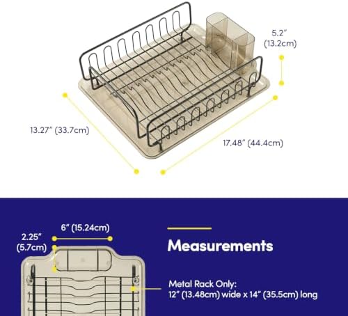Sweet Home Collection Dish Drying Rack, 2 Piece Acrylic Dish Dryer Rack with Molded Drain Board & Utensil Holder, Removable Rust Resistant Rack, 17.5" x 13.25" x 5.2" - Smoke Grey - Image 2