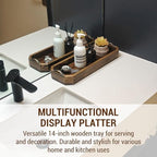 MyGift Wooden Vanity Tray, Rustic Burnt Solid Wood Toilet Tank Tray - Decorative Octagonal Cosmetic Organizer with Antique Metal Handles - Image 3