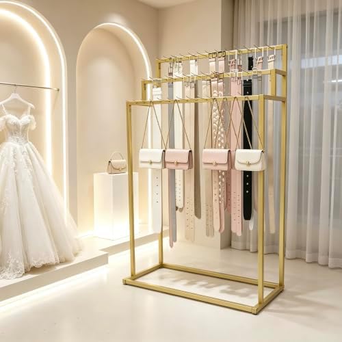3 Layers Floor Mounted Belt Hanger, Gold Retail Display Tie Scarf Rack - Image 3