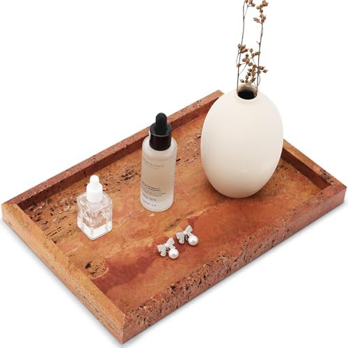 Real Natural Marble Tray for Bathroom, Vanity, Kitchen Counter & Desktop by Zilukar