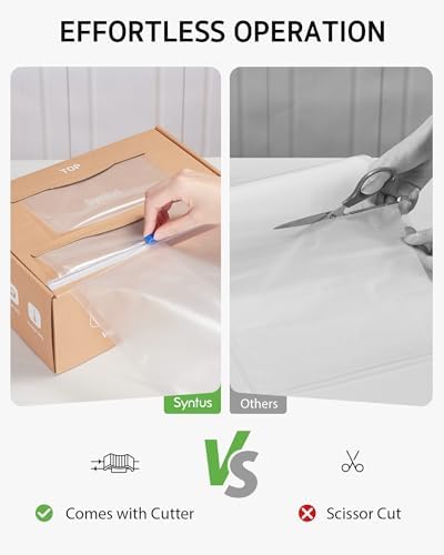 Syntus 11" x 100' and 8" x 100' Vacuum Sealer Bag for Food Roll with Cutter - Image 2