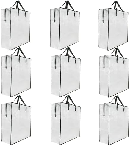 9 Pack Clear Storage Bags with Zipper and Handles, Blanket Bags For Closet Storage, Moving and Packing Supplies for College, Underbed Storage Organizer for Clothes Pillow Bedding Christmas Wreath by GONGKANGYUAN