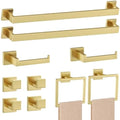 10-Piece Brushed Gold Bathroom Hardware Set Gold Towel Bar Set,Towel Holder/Rack for Bathroom,Stainless Steel Wall-Mounted 23.6 Inch Bathroom Accessories Set by Woekme