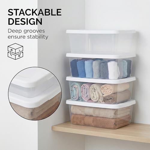 20-Pack 6 Quart Storage Boxes – Clear Plastic Storage Bin with Snap, Shoe Boxes,Stackable Bins for Closet, Kitchen Storage, Office Organization,White - Image 2