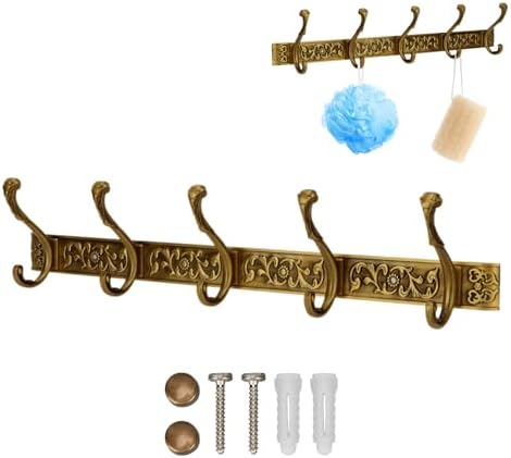 Wall Mount Coat Rack with Hooks, Wall Mounted Coat Rack Decorative Hanging Coat Rack Wall Mounted, Vintage Wall Mount Coat Hanger Rack Key Holder for Wall Hallway, Entryway, Bedroom, Living Room by HERCHR