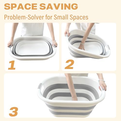 43L(11.5Gallon) Collapsible Laundry Baskets Plastic (Grey, 2 Packs) - Image 5