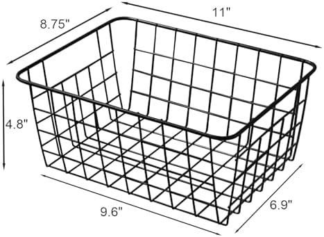 11" Upright Freezer Storage Baskets, Black Wire Storage Bins Small Bakset for Freezer, Pantry, Bathroom Organizing, Set of 4 - Image 2