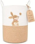 Bunny Baby Laundry Basket, Tall Woven Rope Nursery Hamper, 20x15 in by KeminaBlankets