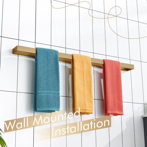 KOKOSIRI Bathroom Towel Bars 32-Inch Bath Towel Hanger Holder Kitchen Rack Champagne Bronze Stainless Steel Wall Mount, 1 Pack B4008CPG-L32 - Image 5
