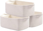 OIAHOMY 3 Pack Storage Baskets for Shelves Cotton Rope Storage Bins White by MasterofSpaceOptimization