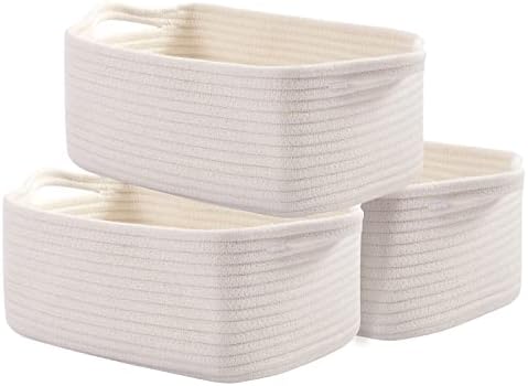 OIAHOMY 3 Pack Storage Baskets for Shelves Cotton Rope Storage Bins White by MasterofSpaceOptimization