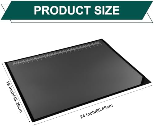 Colingmill 24 x 19 Inch Black Desk Pad with Clear Ruler Overlay - Image 2