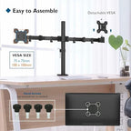 BONTEC Dual Monitor Desk Mount, 13-27 Inch, 22lbs, VESA 75x75/100x100,Black - Image 3