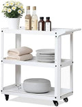 3 Tier Metal Utility Rolling Cart with Wheels, White by ToolCart