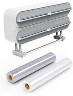 Magnetic Wrap Dispenser with Cutter - 3-in-1 Kitchen Organization and Storage for Plastic Wrap, Aluminum Foil & Paper Towel Holder | Strong Magnet Fridge & Wall Mount (Includes Wrap & Foil) - Image 2
