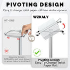 Toilet Paper Holder Stand Stainless Steel & Weighted Base Chrome - Image 3