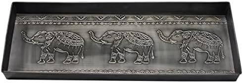 HF by LT Elephants Pattern Metal Boot Tray, 30 x 13 inches, Antique Zinc Finish - Image 2