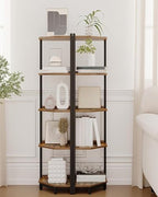 Hzuaneri Corner Shelf Stand 5-Tier Corner Bookshelf Storage Standing Shelf - Image 4