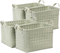 BROWNLILY Handwoven Clothes Basket Laundry Hampers Large Wicker Storage Baskets for Shelves Blankets Closet Storage Bins Car Bedroom Bathroom Organizers and Storage Bath (Pack of 4, Green) by BROWNLILY